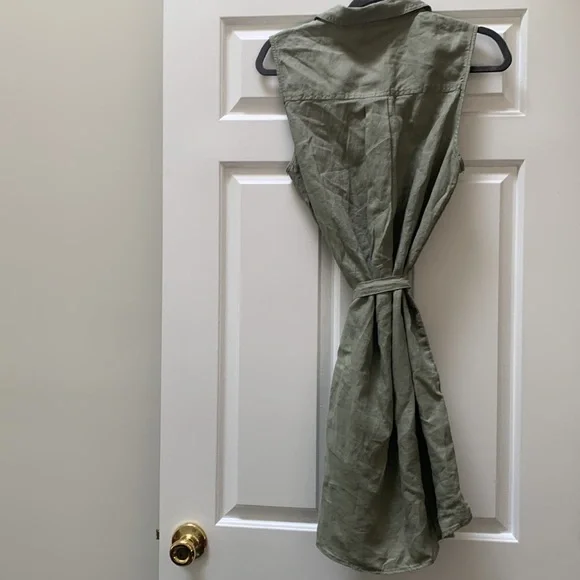 Army Green Button up Dress - Picture 2 of 6